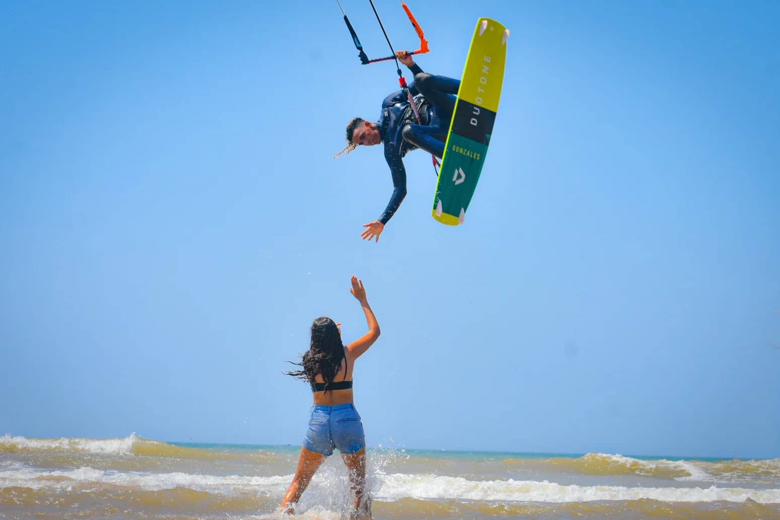 Beginner kitesurf lessons in Essaouira — IKO progression, sandy bay, radio coaching