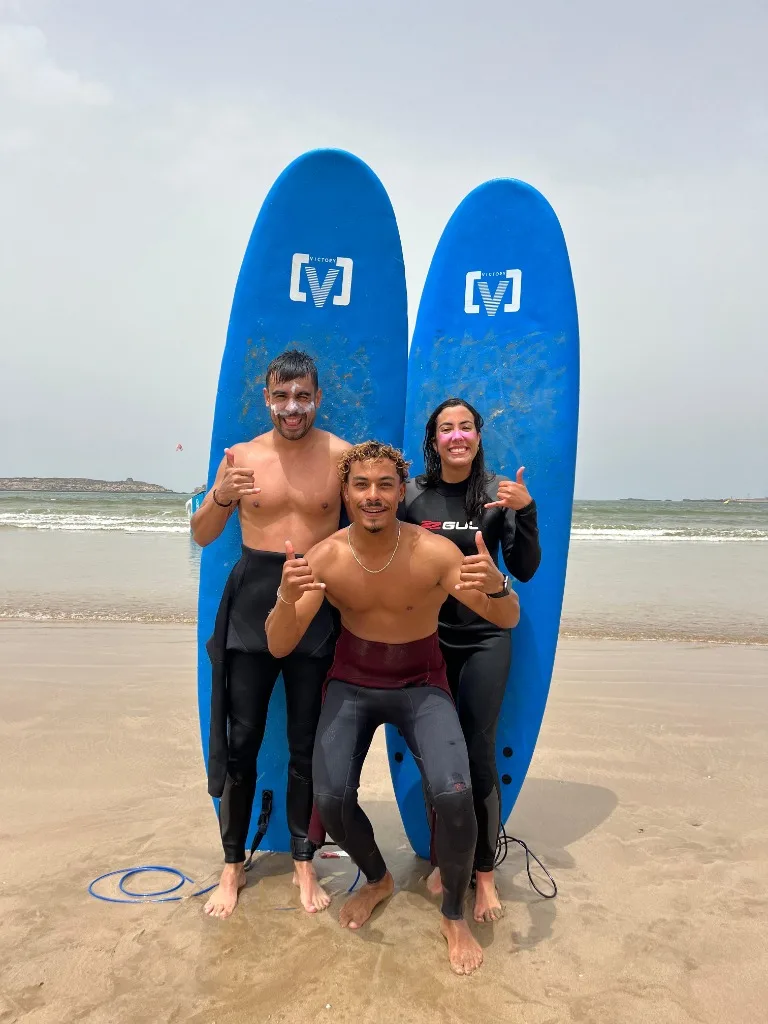 Surf lesson group Essaouira Atlantic Morocco